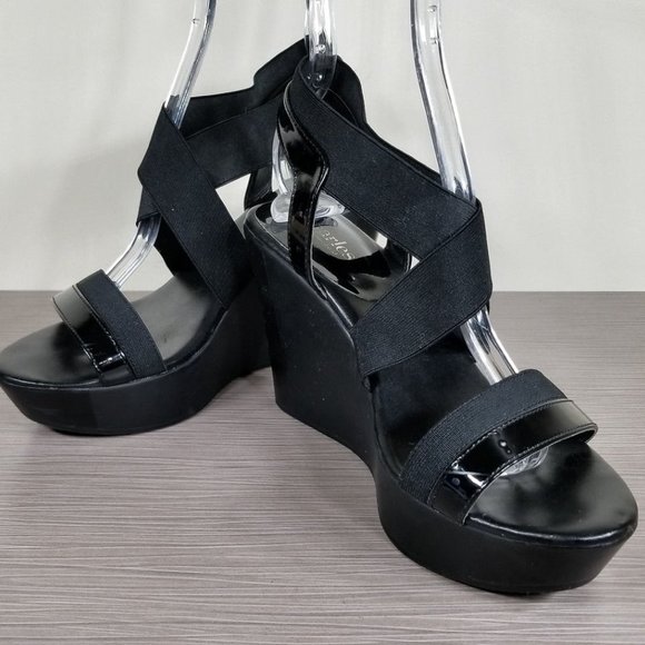 Charles David Feature Wedge Sandals, Black, Womens Size 8 M - Picture 4 of 13